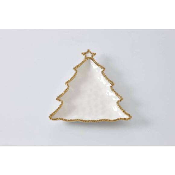 NEW PAMPA BAY christmas tree platter in white/gold - Picture 1 of 4